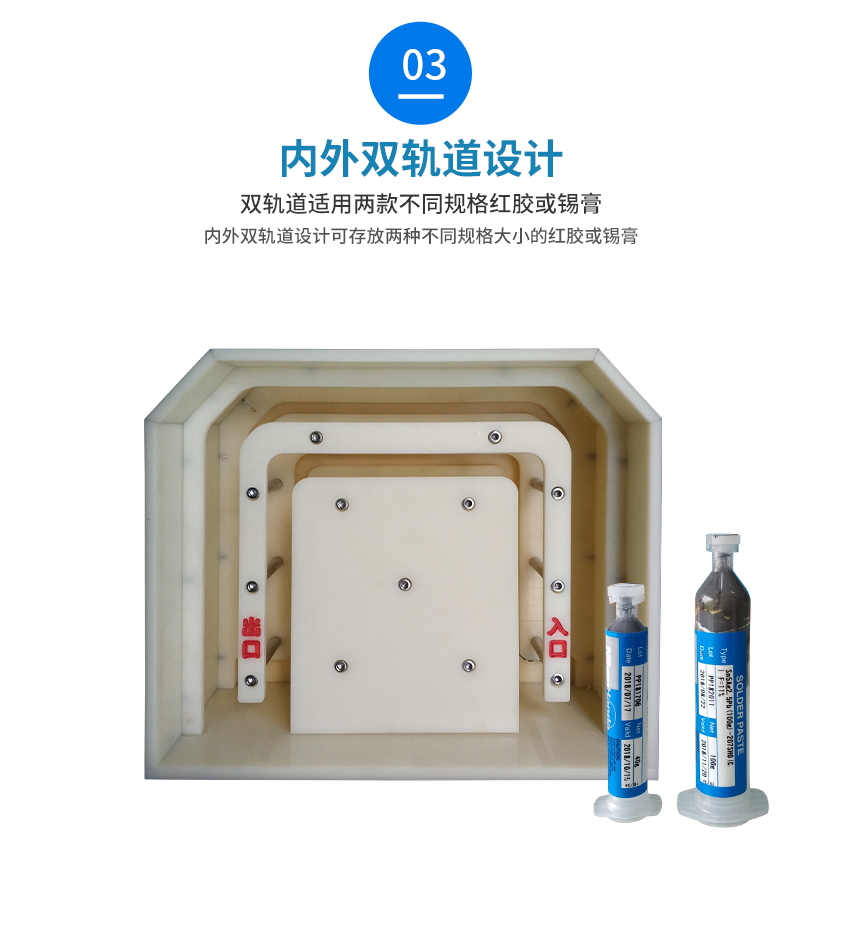 銀膠先進(jìn)先出裝置的內(nèi)外軌道細(xì)節(jié) 銀膠先進(jìn)先出裝置的內(nèi)外軌道細(xì)節(jié)